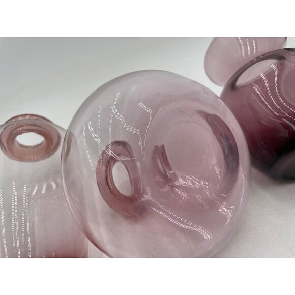 Vintage Pink Glass Decanter Set Stoppers & Vase Art Glass - Picture 7 of 14